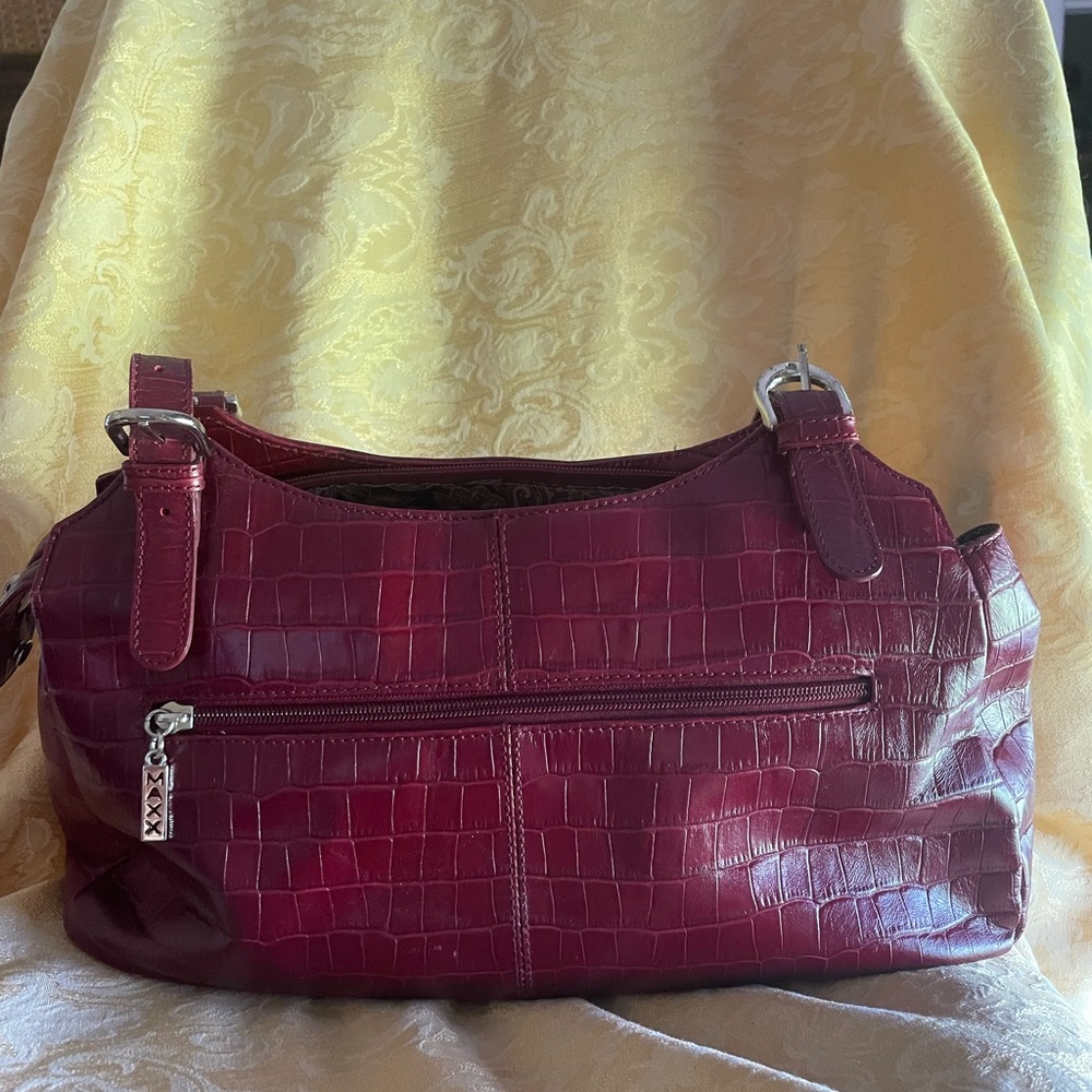 Maxx New York Burgundy Croc Embossed Shoulder Bag – Great Condition